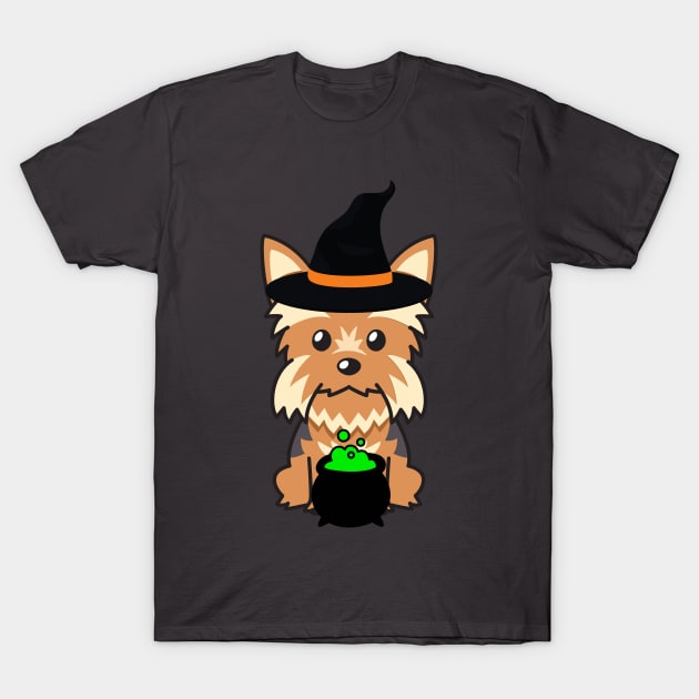 Cute yorkshire terrier dog is a witch T-Shirt by Pet Station